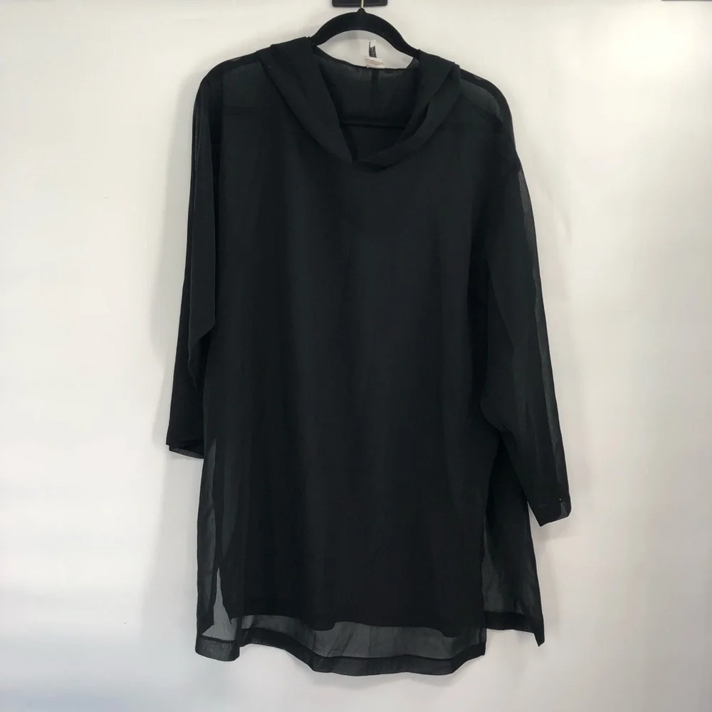 CALVIN KLEIN Swim Coverup Black Sheer Mesh Flowy Tunic Dress Cover Up S Small